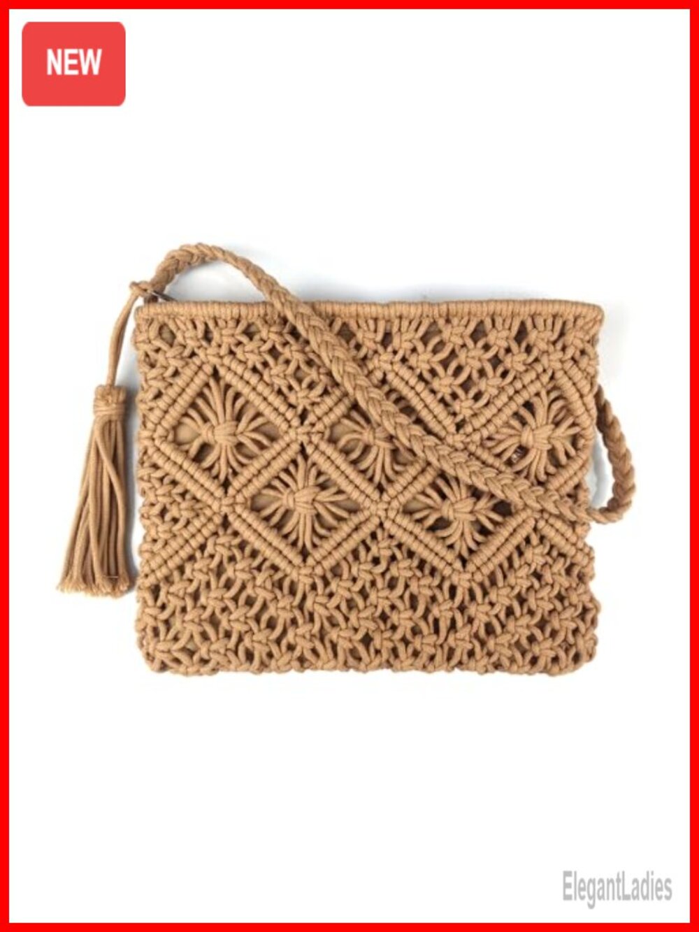 Bohemian Crochet Crossbody Bag Handmade Boho Summer Beach Travel Clutch Purse